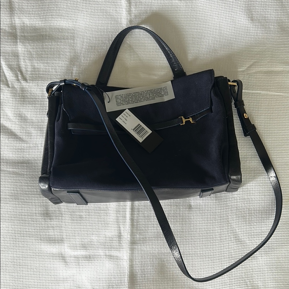 Elegant Indigo Blue Halston Heritage Leather Handbag